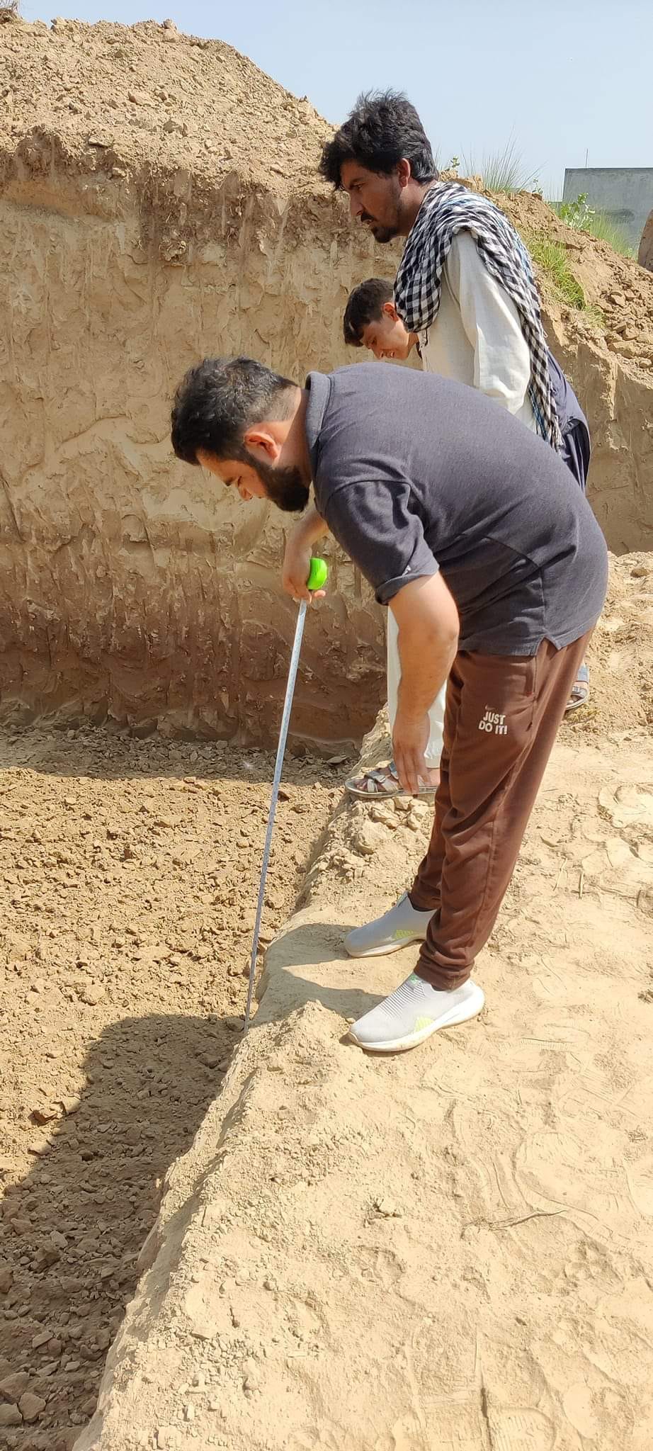 Engineer inspecting construction materials