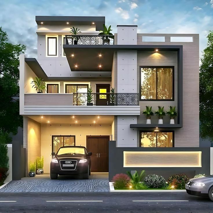 Contemporary home with wooden accents